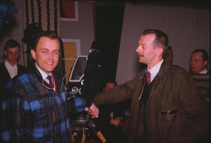 Arne Wise och lennart Lidén på Kläppteatern vid en TV inspelning 1963.