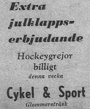 Harald Wikbergs annons inför julen. 1940-50 tal.